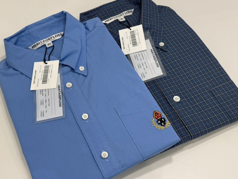 헤리티지플로스 셔츠 2종 스카이블루/체크 후기 CREST /CHECKED SHIRT