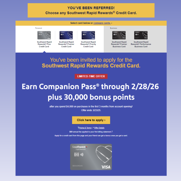  미국 신용카드 추천 사우스웨스트 항공 1+1 무료발권 혜택 미국여행 신용카드 발급 Southwest Companion Pass