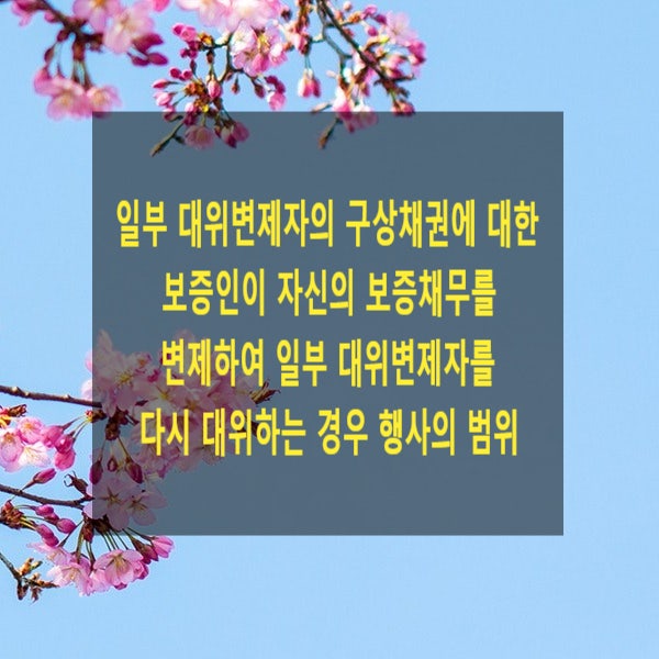  일부 대위변제자의 구상채권에 대한 보증인이 자신의 보증채무를 변제하여 일부 대위변제자를 다시 대위하는 경우 행사의 범위(우선회수특약)
