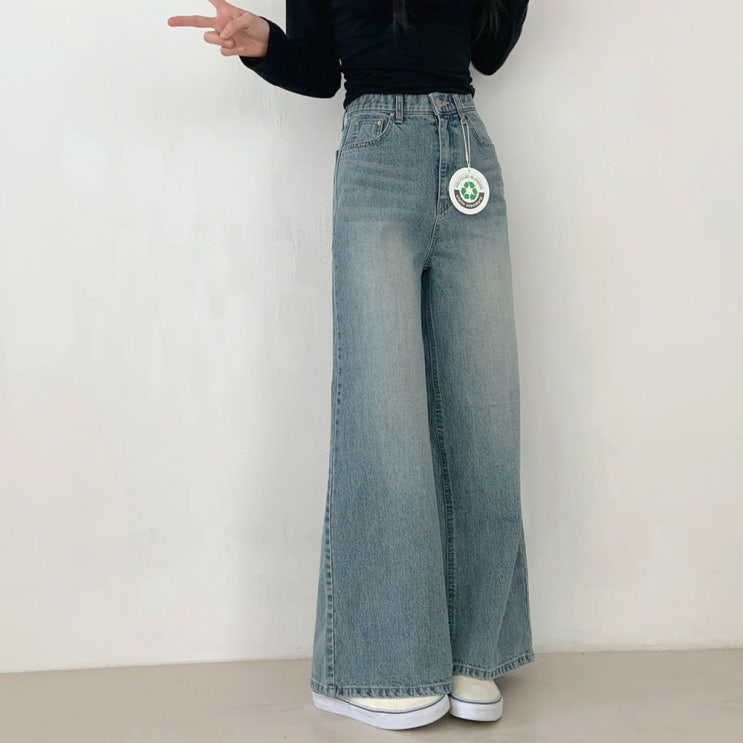  봄·가을 필수 아이템! 키작녀를 위한 중청 밴딩 와이드핏 청바지로 완벽한 데님 스타일링