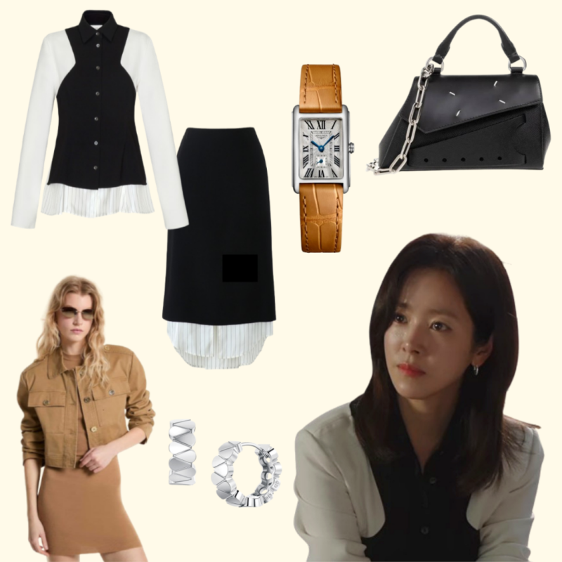 나의 완벽한 비서 10화 한지민 옷(자켓, 블라우스, 스커트, 시계, 가방, 귀걸이)