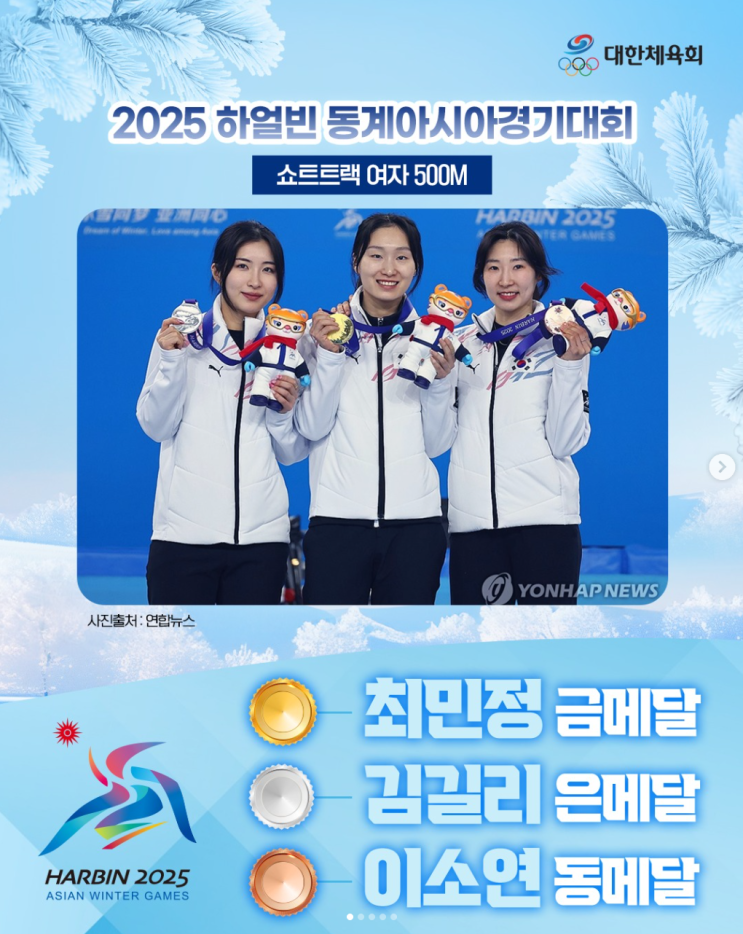 여자 500M 결과<b>금메달</b> <b>최민정</b>은메달 김길리동메달 이소연