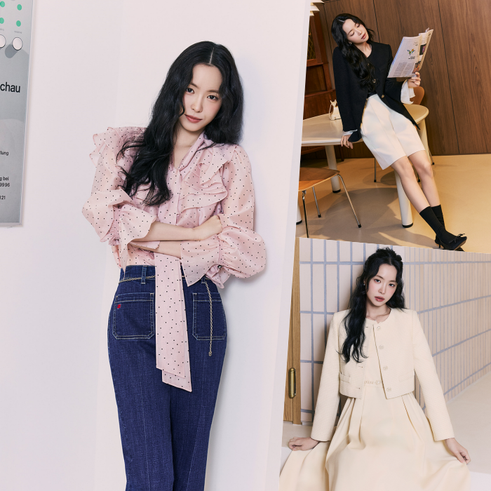 손나은 봄 화보 패션 데님 트렌치코트 자켓 제이제이지고트 코디팁