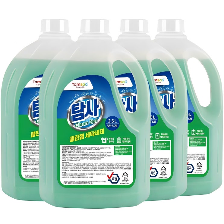  탐사 클린젤 액체 세탁세제 일반드럼 겸용, 2.5L, 4개