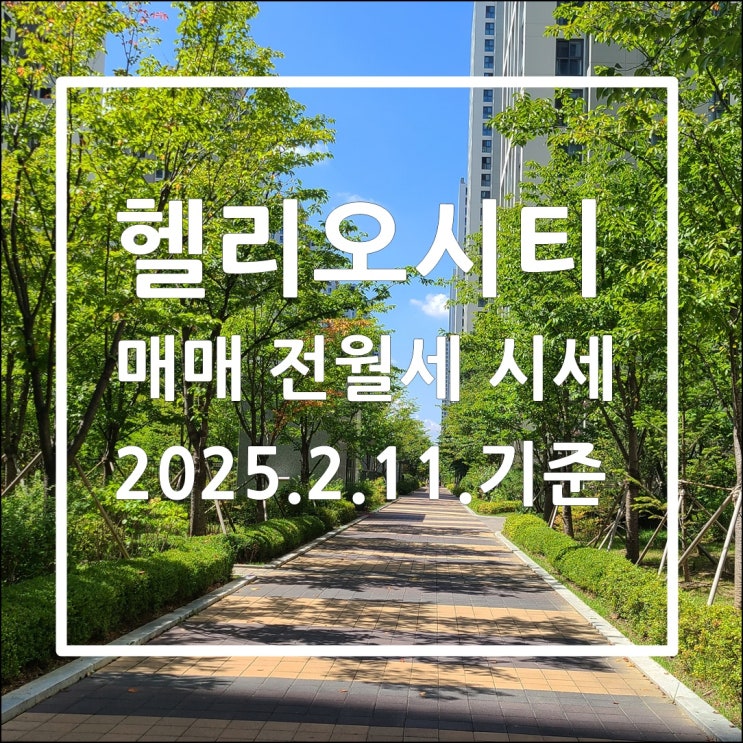  활발한 거래 헬리오시티 매매 전월세 시세 25년 2월 11일 기준