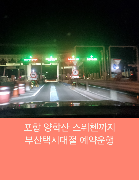  포항 양학산 스위첸까지 부산택시대절 예약운행