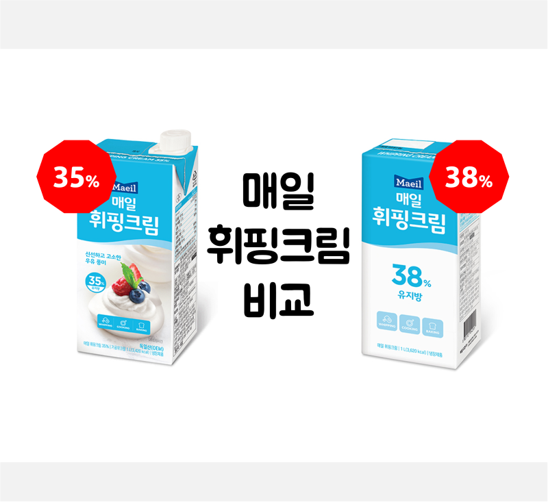 베이킹이 궁금해 | 매일 휘핑 크림 35% vs 38% 어떻게 다른가요?