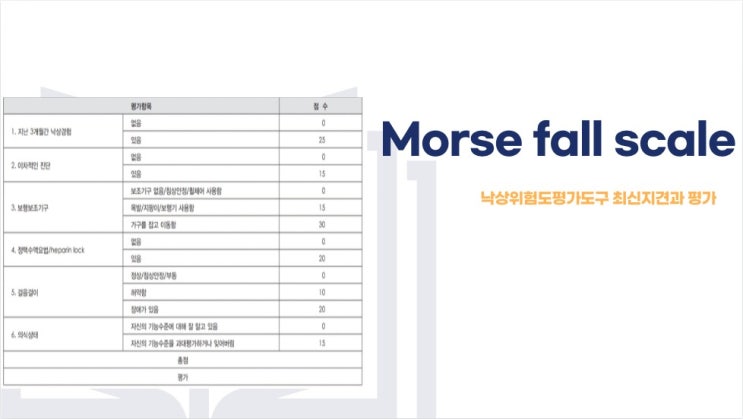  낙상위험사정도구 Morse fall scale 최신지견과 평가에 대해