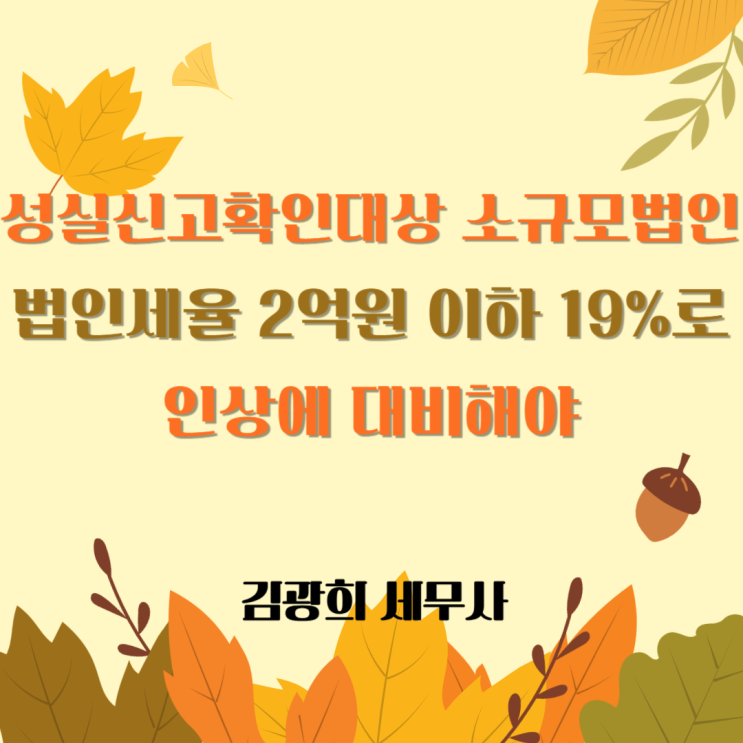  성실신고확인대상 소규모법인 요건 및 법인세율 인상에 대한 대비 방법