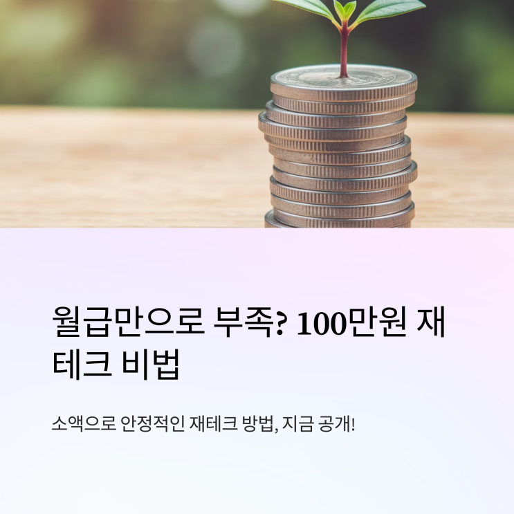  월급만으로 부족하다면? 100만원으로 재테크 시작하는 방법