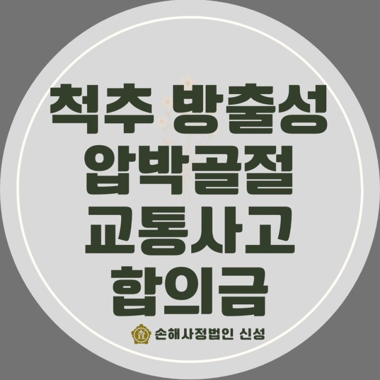  척추 방출성 압박골절 교통사고 합의금 경추 흉추 요추 부상급수