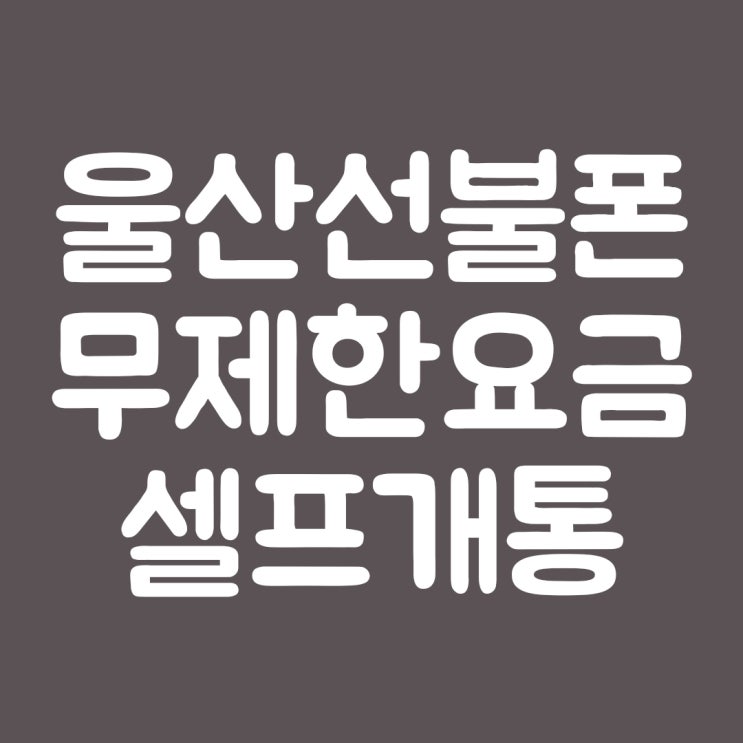  울산선불폰 무제한 셀프개통 방법
