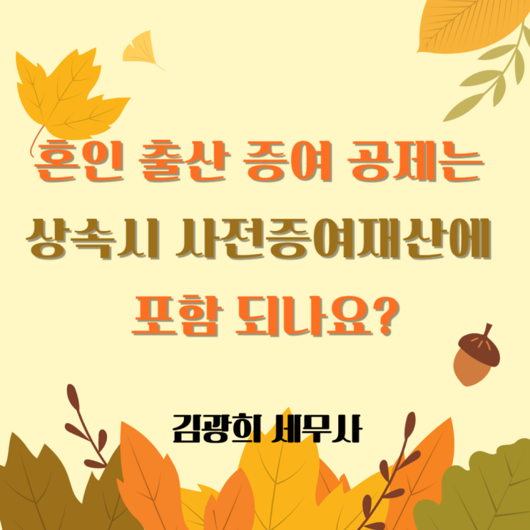  혼인 증여 출산 증여재산공제 1억원[상속시 사전증여재산에 포함 여부]