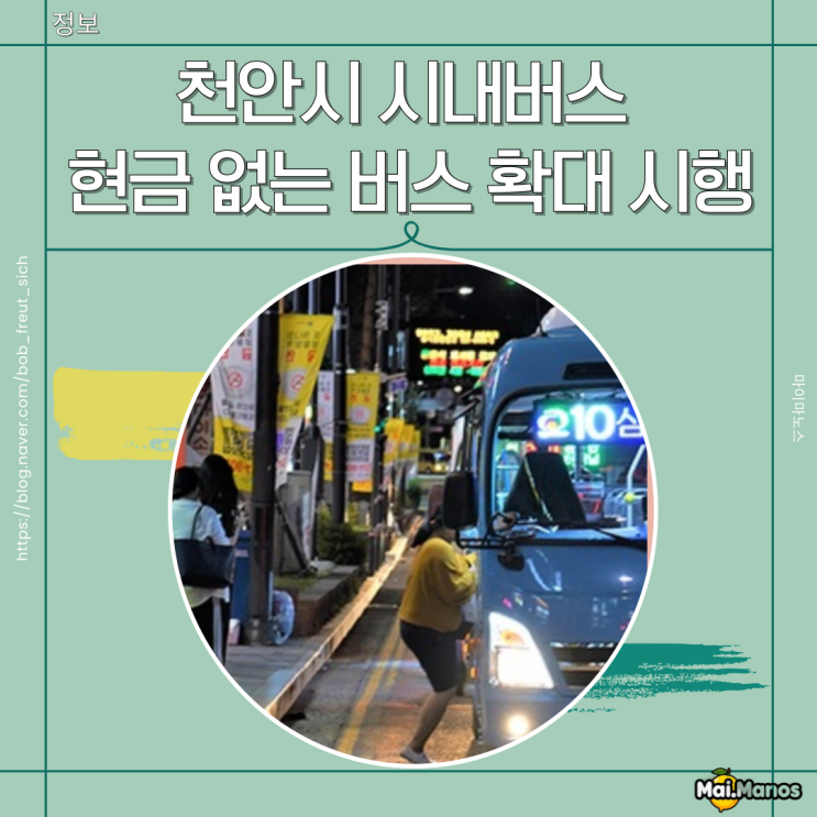  천안시 시내버스 이제는 교통카드 필수! 현금 없는 버스 확대 시행