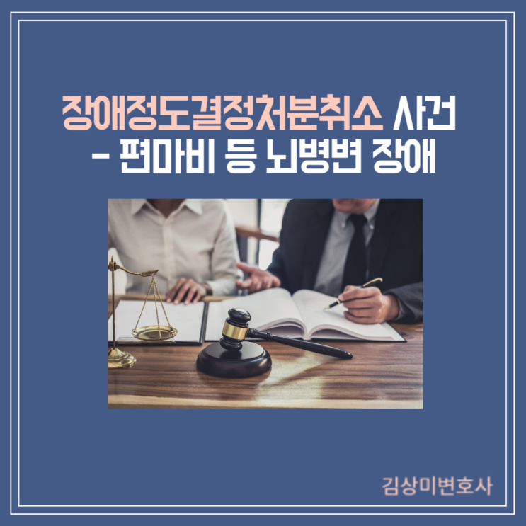  [부산/울산/경남 장애등급 변호사] 장애정도결정처분취소 사건 - 편마비 등 뇌병변 장애