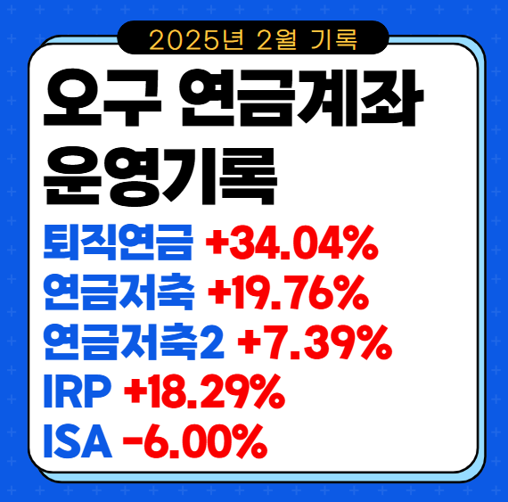  2025년 2월 연금계좌 절세계좌 투자 기록 (DC, 연금저축펀드, IRP, ISA)