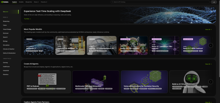  엔비디아의 AI 및 머신러닝 개발자들을 위한 플랫폼, build.nvidia.com