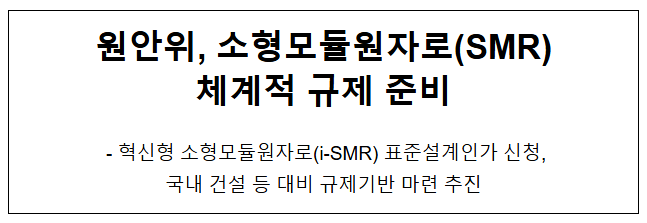 원안위, 소형모듈원자로(SMR) 체계적 규제 준비 원안위, 소형모듈원자로(SMR) 체계적 규제 준비