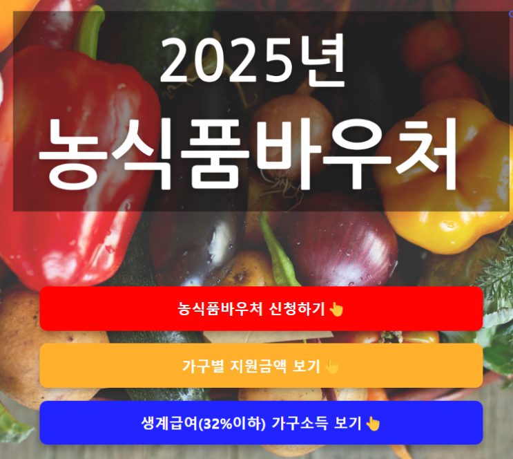 2025 <b>농식품바우처</b> 신청하기 (홈페이지, 방문신청, <b>지원</b>금액... 