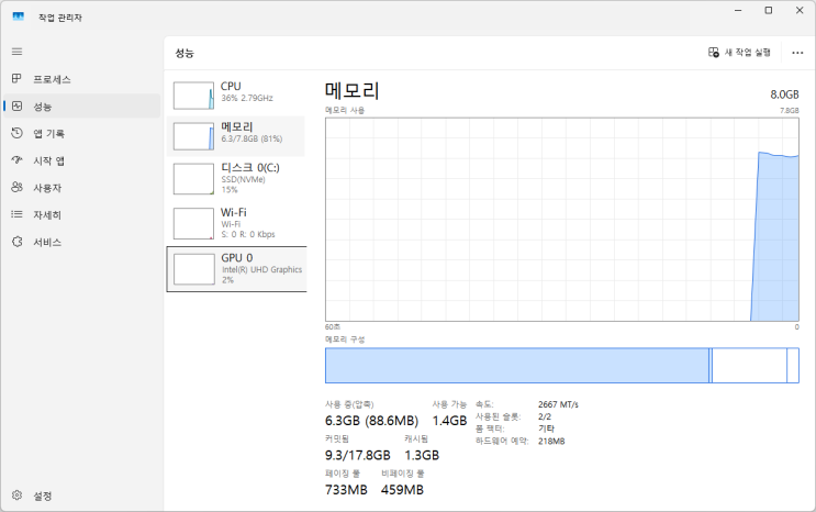  윈도우11 가상 메모리 설정 방법, 조금이라도 빠르게...