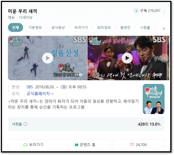SBS 미운 우리 새끼 430회 재방송 다시보기 등장인물 출연진 회차정보 보러가기 방송시간 편성표 시청률 SBS 미운 우리 새끼 430회 재방송 다시보기 등장인물 출연진 회차정보 보러가기 방송시간 편성표 시청률