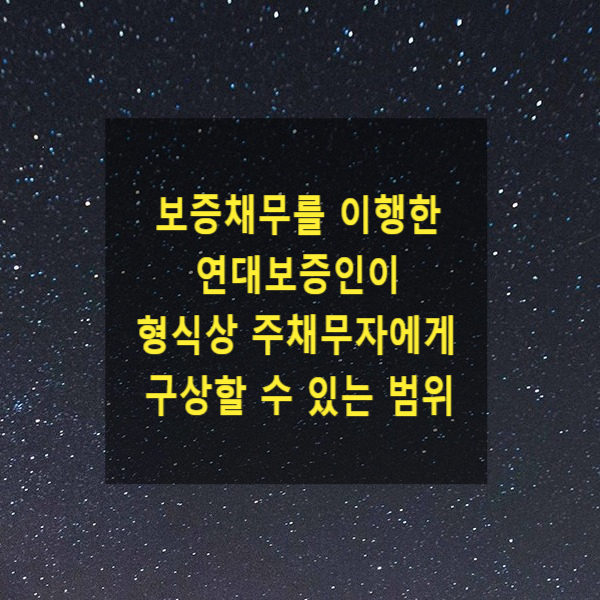  보증채무를 이행한 연대보증인이 형식상 주채무자에게 구상할 수 있는 범위