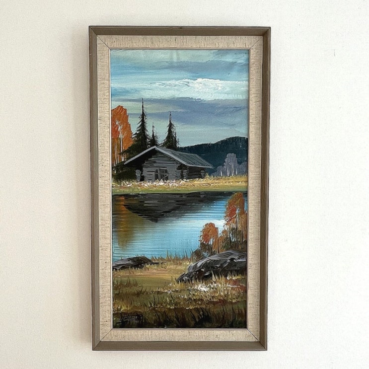  북유럽 감성, 스웨덴 앤틱 빈티지 유화 - Landscape with lake by Sune Johansson