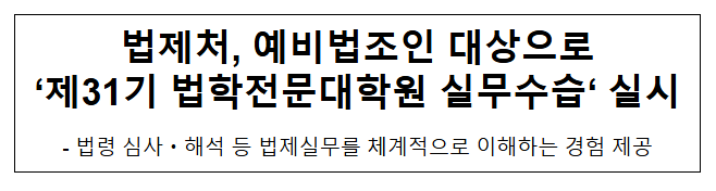 법제처, 예비법조인 대상으로 '제31기 법학전문대학원 실무수습' 실시 법제처, 예비법조인 대상으로 '제31기 법학전문대학원 실무수습' 실시