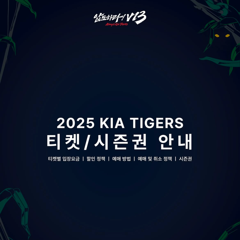 2025 기아타이거즈 KIA타이거즈 티켓 시즌권 가격 요금 일정