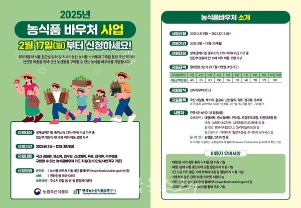  나주시, 2025년도 취약계층 임산부·영유아 ‘농식품 바우처’ 지원한다