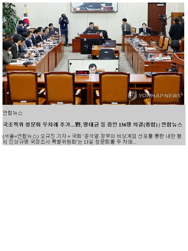 국조특위 청문회 두차례 추가…野, 명태균 등 <b>증인</b> 136명 의결... 