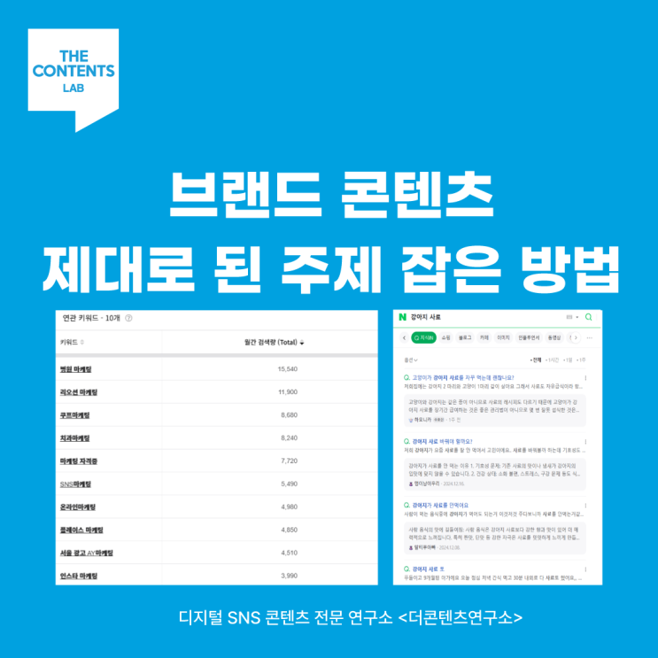  SNS마케팅 콘텐츠 이렇게 주제 잡으셔야 합니다 키워드 주제 찾는 방법 3가지