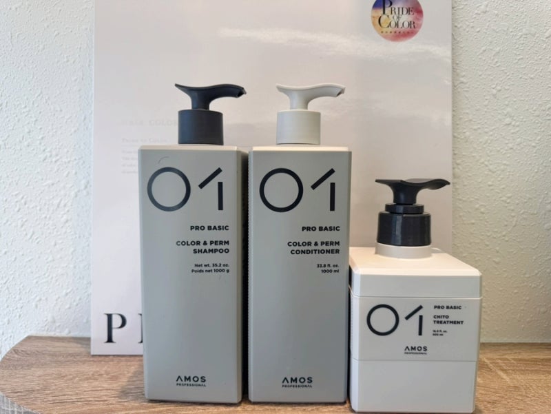 아모스 프로페셔널 01 칼라앤펌 약산성 샴푸, 컨디셔너, : 미용실 대용량 1000ml 베이직 라인