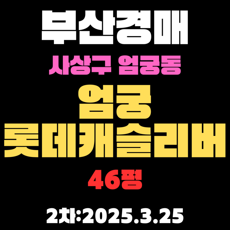  부산경매물건 사상구 엄궁동 엄궁롯데캐슬리버 46평 2차 입찰 정보