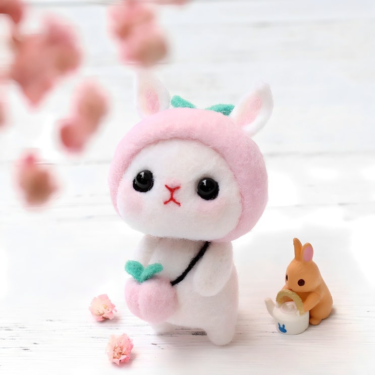  아트조이 DIY 양모펠트 패키지, 복숭아토끼, 1세트