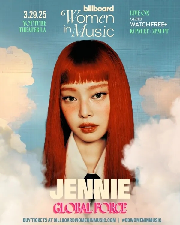 '제니' 글로벌 영향력! '2025 <b>빌보드 위민</b> 인 <b>뮤직</b>' <b>수상</b>