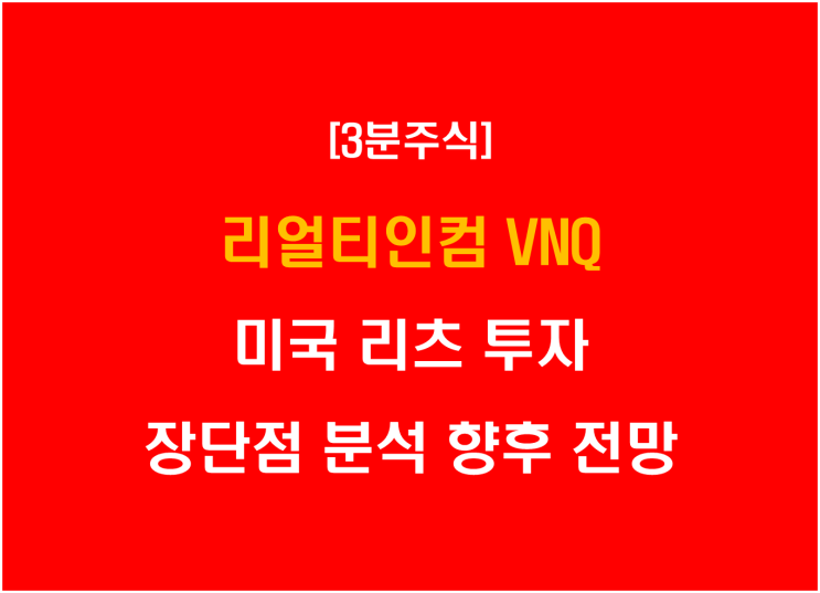  리얼티인컴 VNQ 미국 리츠 투자 장단점 분석 및 향후 전망