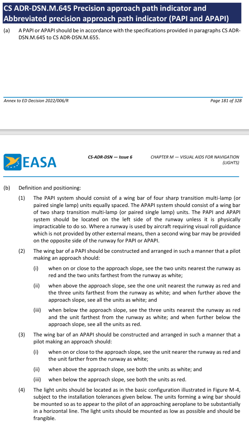 EASA 기준 설명 (127) PAPI and APAPI : 네이버 블로그