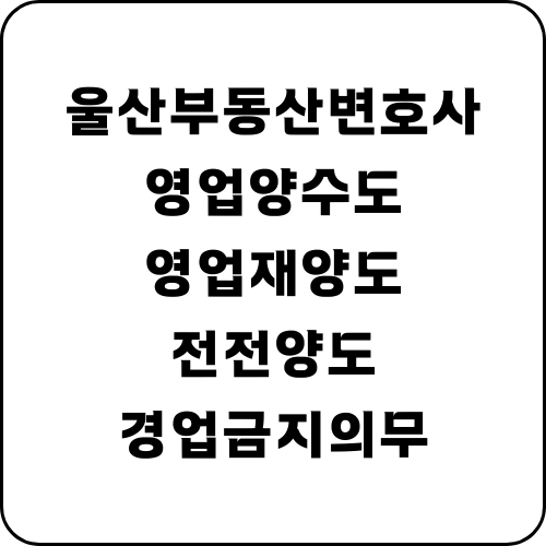  울산부동산변호사 영업양수도 경업금지 영업전전양도
