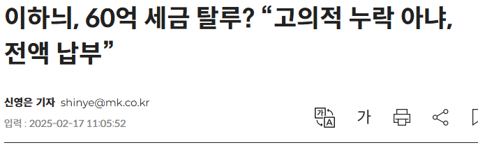 배우 <b>이하늬</b>, 추징금 '<b>60억</b>' 납부...국세청 <b>세무조사</b> 결과 통보