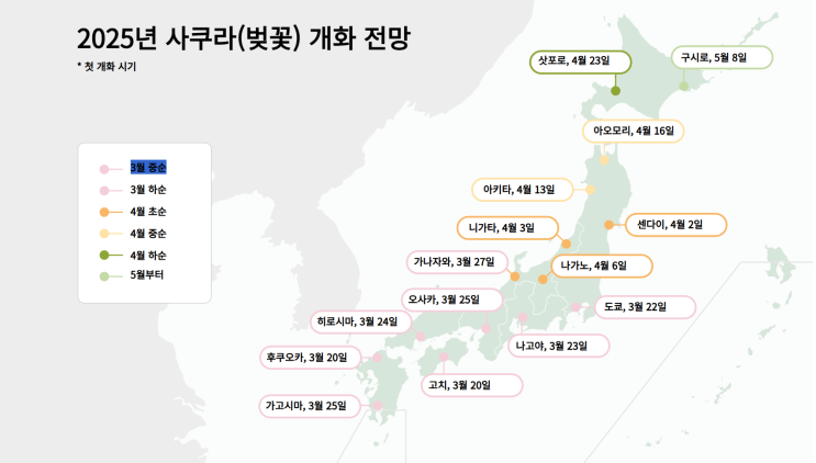  일본 벚꽃 투어 : 2025년 벚꽃 개화 전망와 벚꽃명소