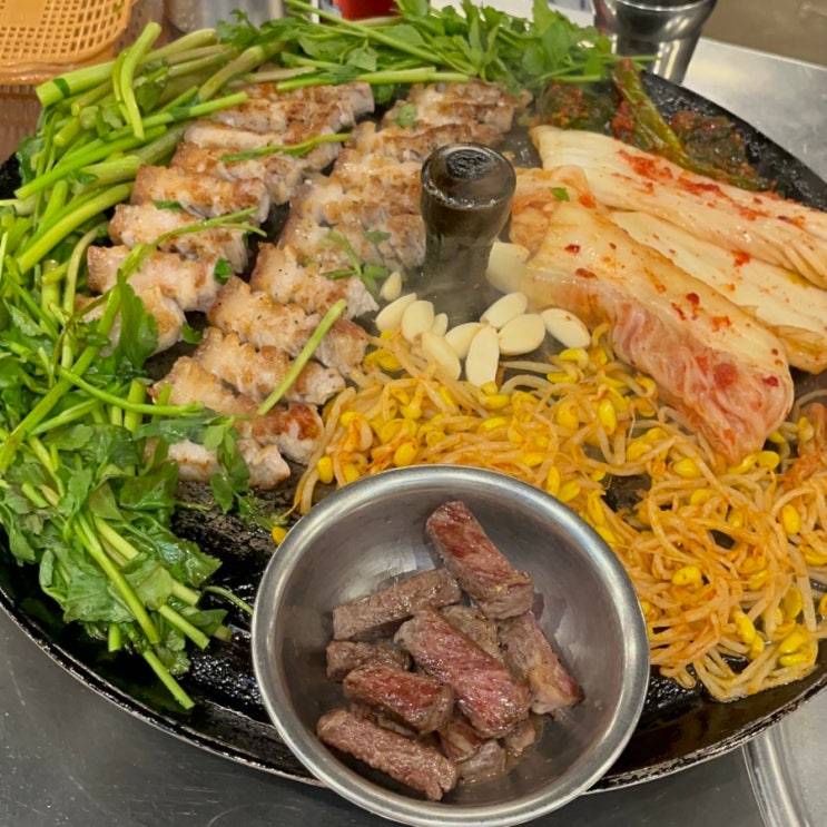 첨단 맛집 목구멍 솥뚜껑 미나리 삼겹살 광주 첨단 고깃집 추천