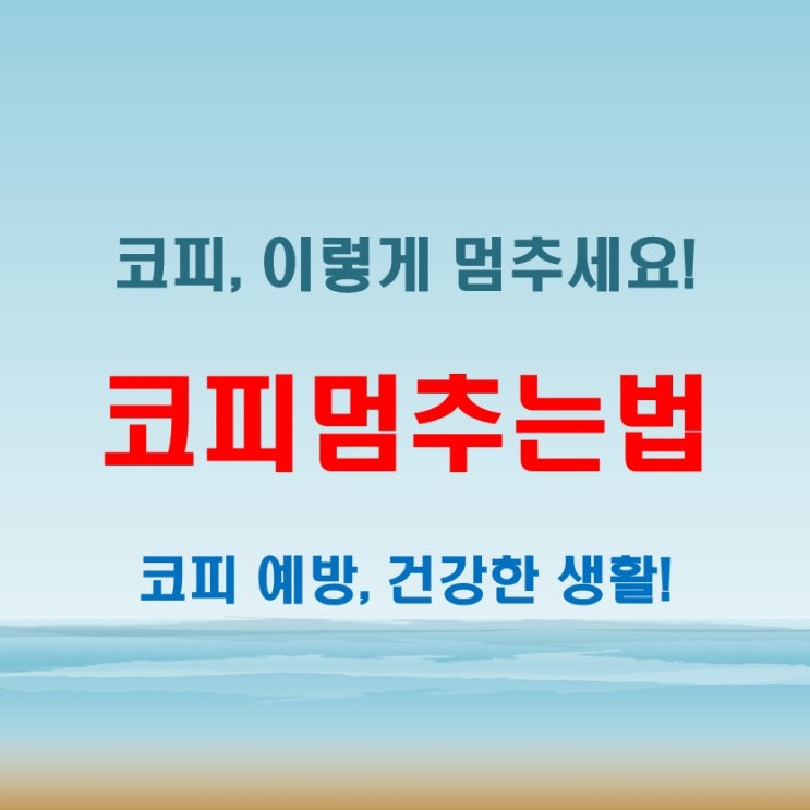  코피 멈추는 법 코피 덩어리 발생 시 응급 대처법