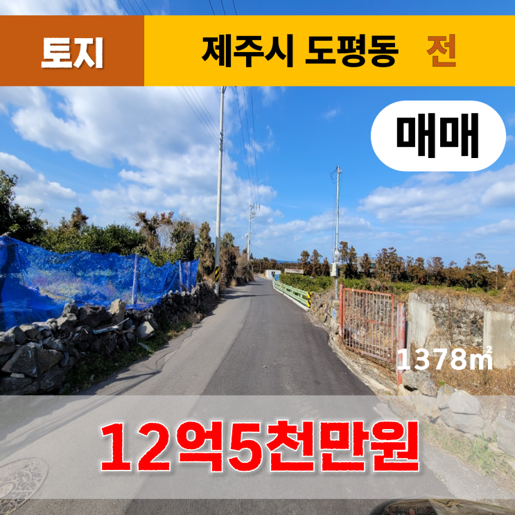  《제주도토지매매》 제주시 도평동 토지(전) 매매