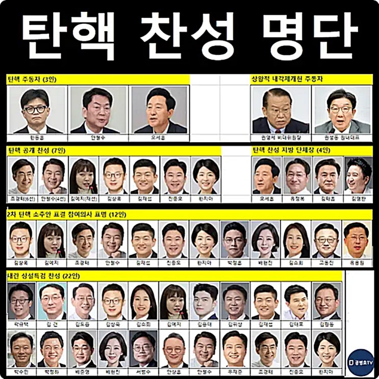 국민의힘 윤석열 대통령 탄핵 찬성 명단 국민의힘 윤석열 대통령 탄핵 찬성 명단