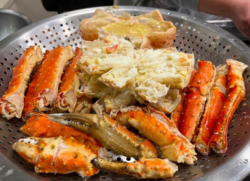 강릉 주문진 대게 맛집 신대게나라 수산시장 근처 킹크랩 시세