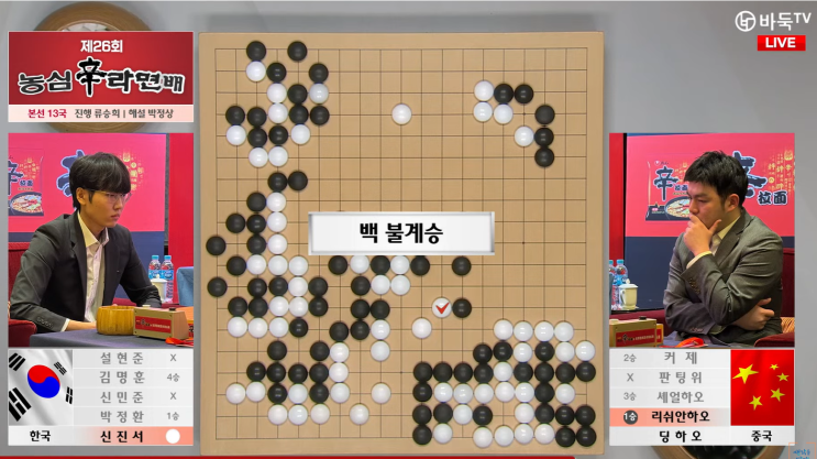 역시 <b>신진서</b> <b>17연승</b>, 제26회 농심신라면배  승리로 내일 최종국