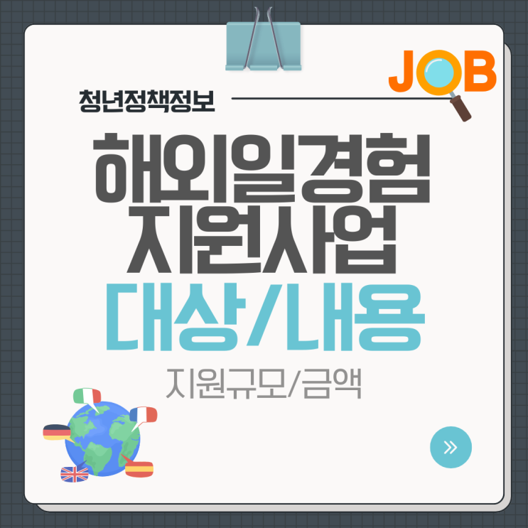  2025년 청년정책 해외일경험 지원사업(WELL) 대상 내용 금액 정리