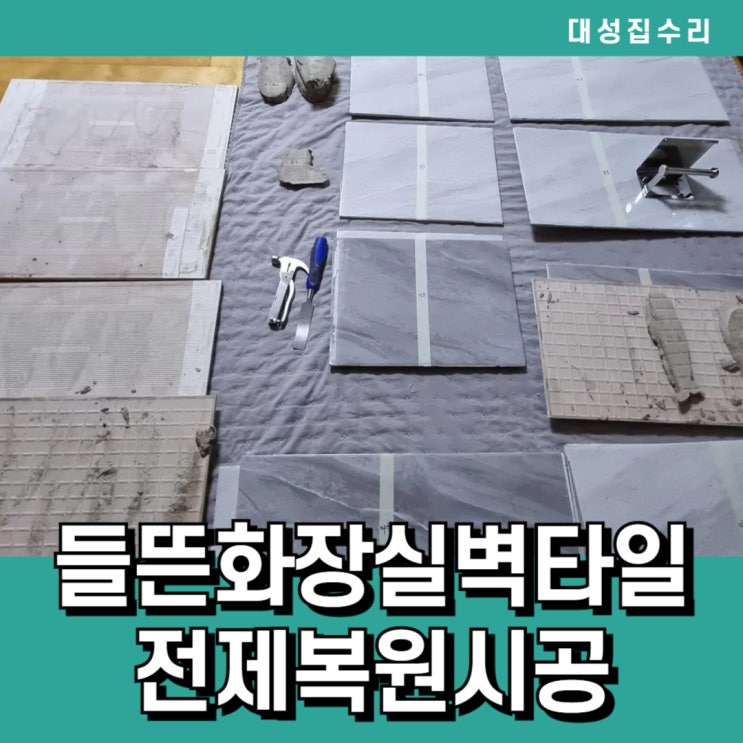  화장실 욕실 들뜬벽타일 전체재시공 복원수리