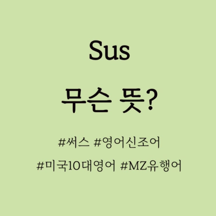  Sus 무슨뜻? /영어신조어, MZ세대영어유행어
